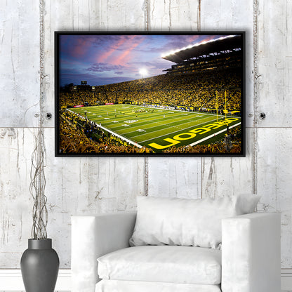 Autzen Stadium in Oregon, Stadium Canvas, Sport Art, Framed Canvas Print Wall Art, Floating Frame