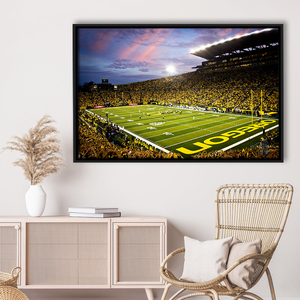 Autzen Stadium in Oregon, Stadium Canvas, Sport Art, Framed Canvas Print Wall Art, Floating Frame