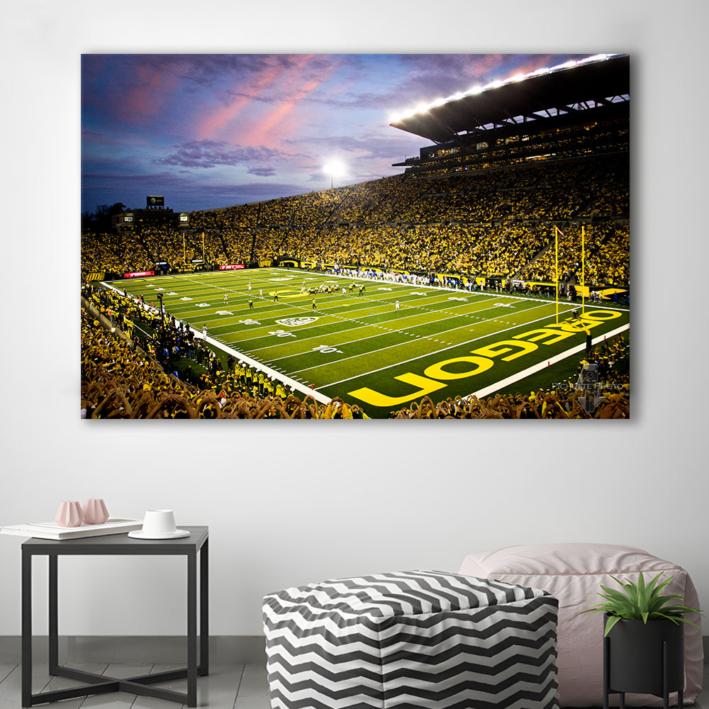 Autzen Stadium in Oregon, Stadium Canvas, Sport Art, Gift for him, Man Cave Decor, Art Print, Canvas Print Wall Art