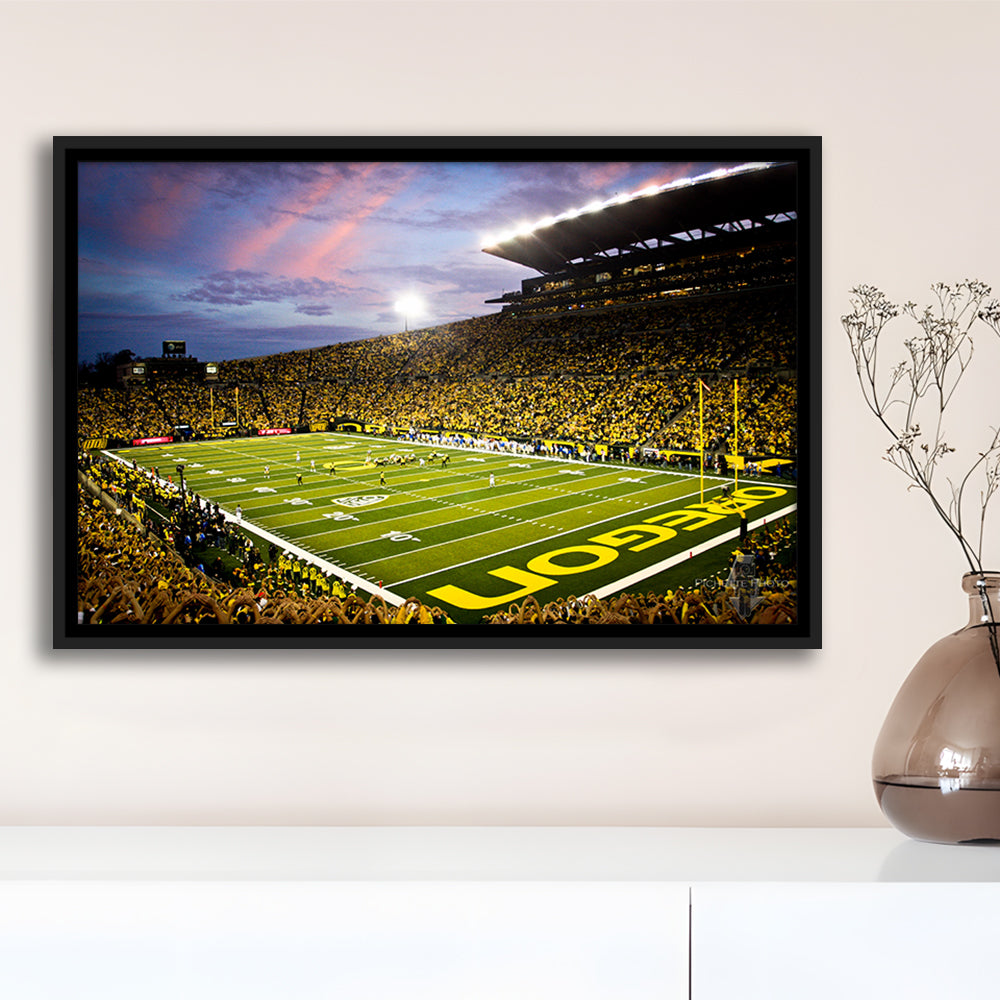 Autzen Stadium in Oregon, Stadium Canvas, Sport Art, Framed Canvas Print Wall Art, Floating Frame