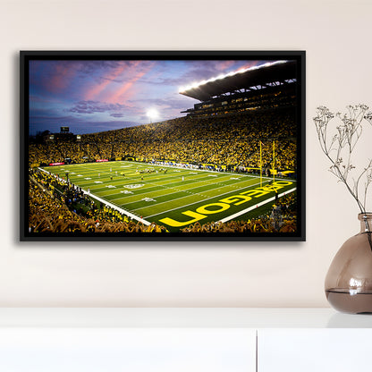 Autzen Stadium in Oregon, Stadium Canvas, Sport Art, Framed Canvas Print Wall Art, Floating Frame
