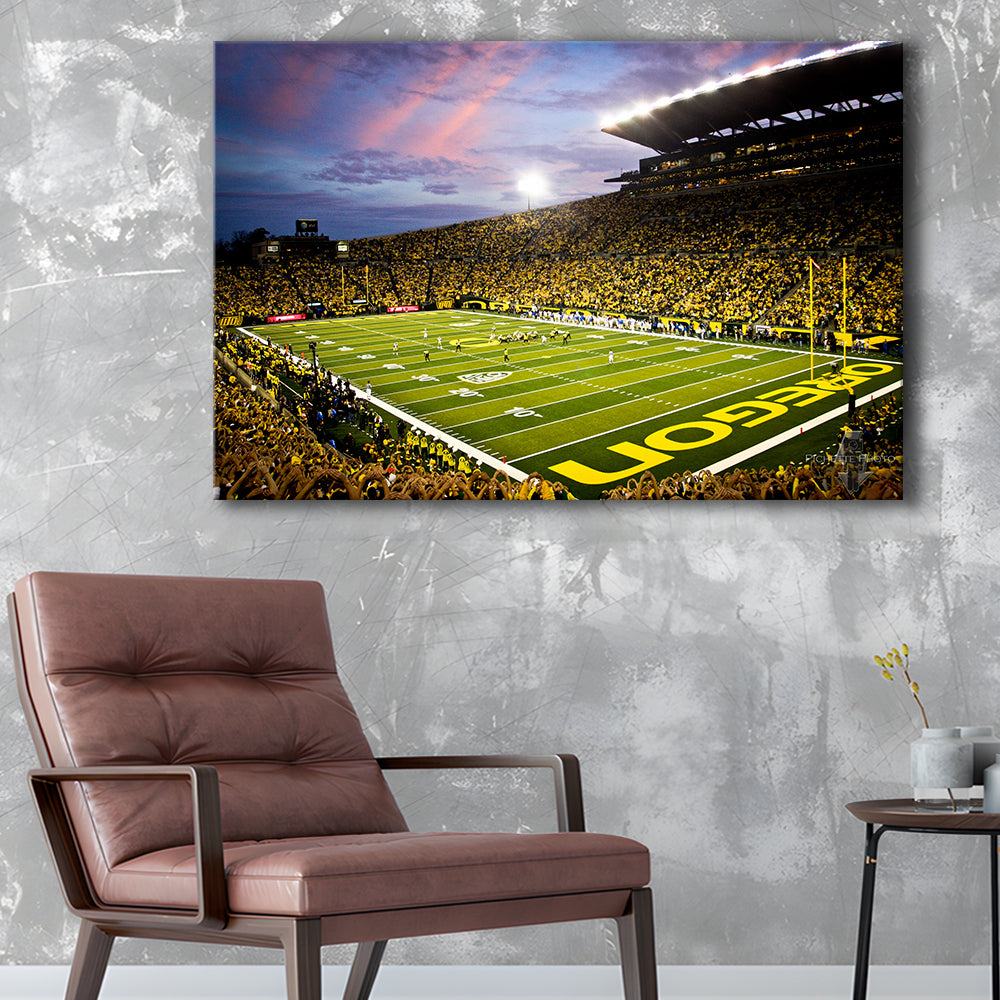 Autzen Stadium in Oregon, Stadium Canvas, Sport Art, Gift for him, Man Cave Decor, Art Print, Canvas Print Wall Art