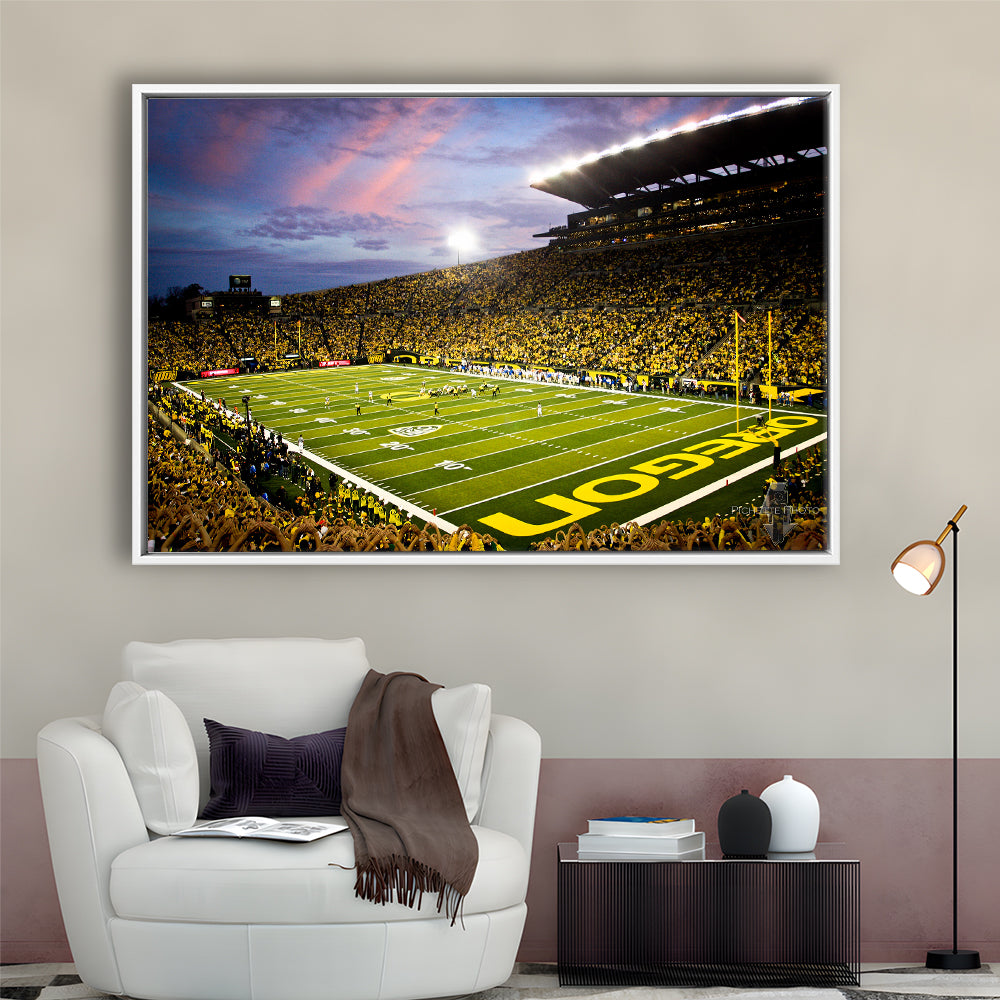 Autzen Stadium in Oregon, Stadium Canvas, Sport Art, Framed Canvas Print Wall Art, Floating Frame