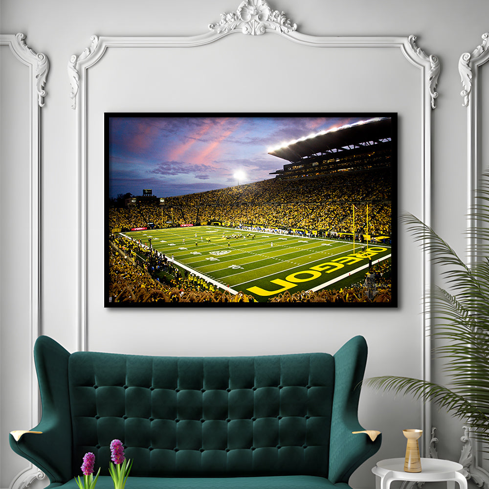 Autzen Stadium in Oregon, Stadium Canvas, Sport Art, Gift for him, Framed Art Print Wall Decor, Picture Framed