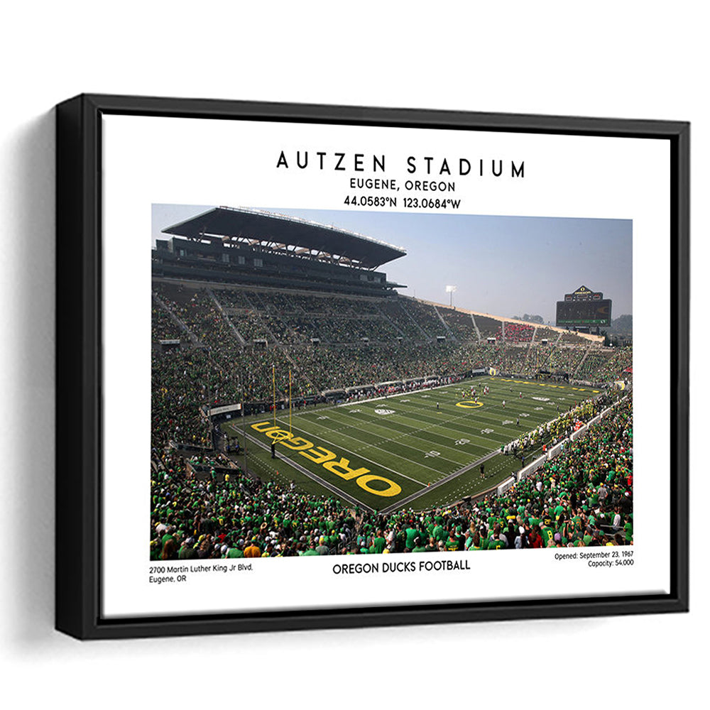 Autzen Stadium, Oregon Ducks Football Stadium Wall Art Print, Sport Art Print, Framed Canvas Print Wall Art