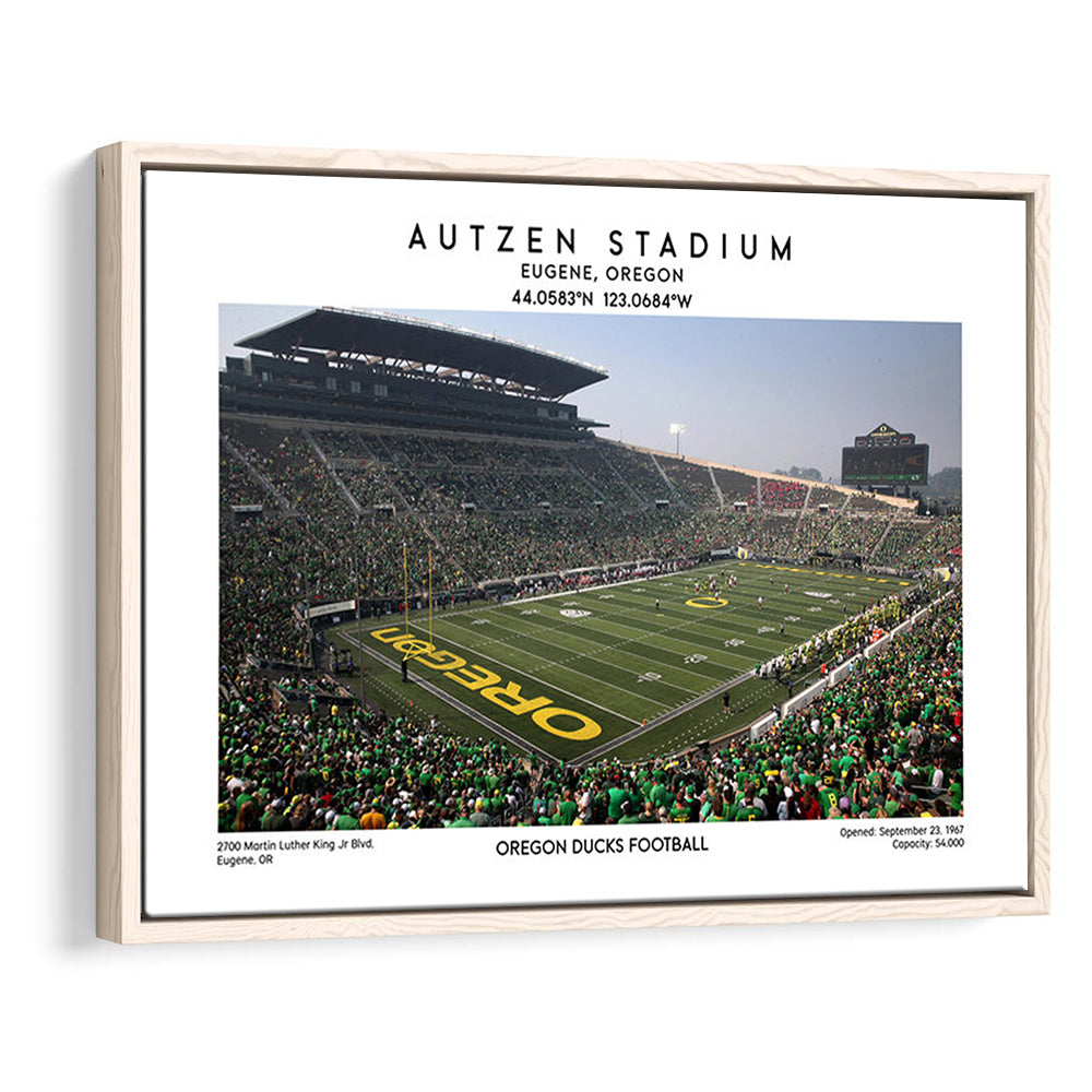 Autzen Stadium, Oregon Ducks Football Stadium Wall Art Print, Sport Art Print, Framed Canvas Print Wall Art