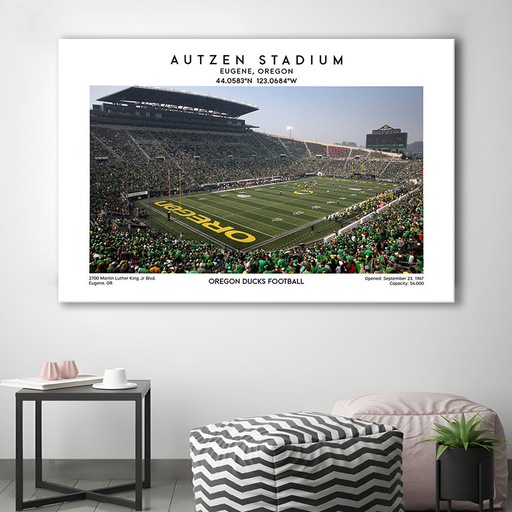 Autzen Stadium, Oregon Ducks Football Stadium Wall Art Print, Sport Art Print, Canvas Print Wall Art, Man Cave Gift