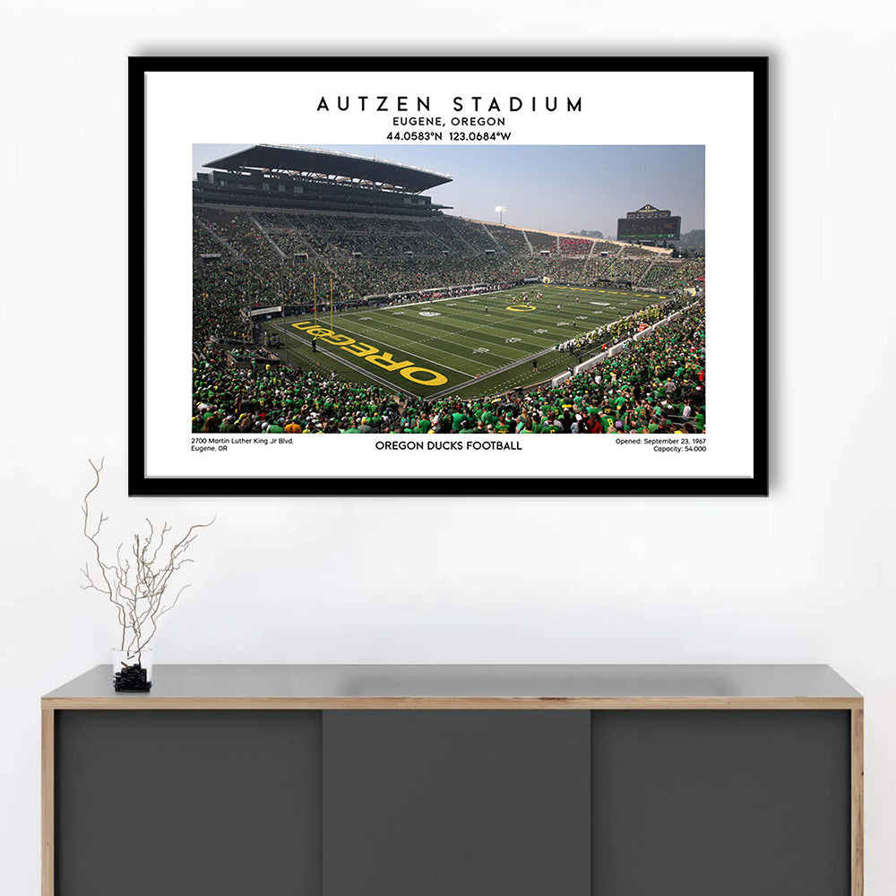 Autzen Stadium, Oregon Ducks Football Stadium Wall Art Print, Sport Art Print, Framed Art Print Wall Decor