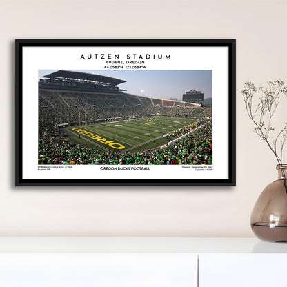 Autzen Stadium, Oregon Ducks Football Stadium Wall Art Print, Sport Art Print, Framed Canvas Print Wall Art