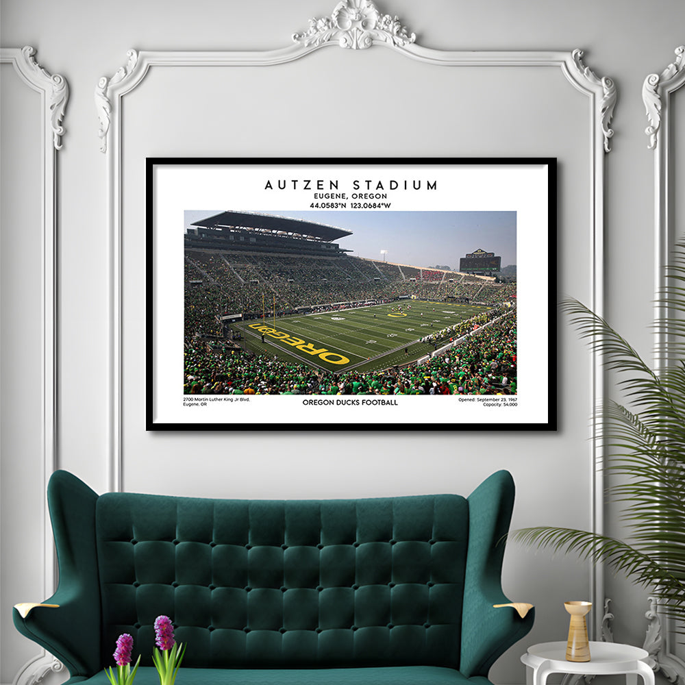 Autzen Stadium, Oregon Ducks Football Stadium Wall Art Print, Sport Art Print, Framed Art Print Wall Decor