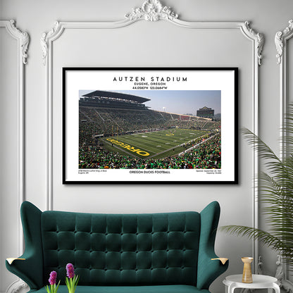 Autzen Stadium, Oregon Ducks Football Stadium Wall Art Print, Sport Art Print, Framed Art Print Wall Decor