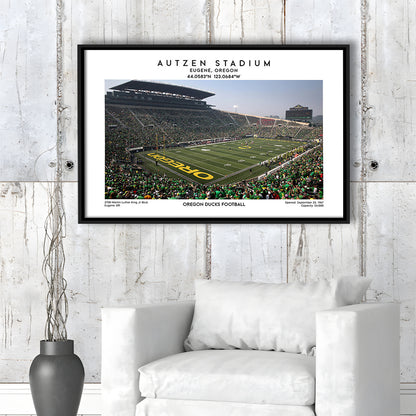 Autzen Stadium, Oregon Ducks Football Stadium Wall Art Print, Sport Art Print, Framed Canvas Print Wall Art