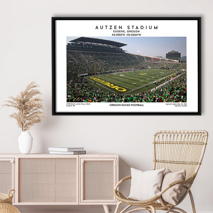 Autzen Stadium, Oregon Ducks Football Stadium Wall Art Print, Sport Art Print, Framed Canvas Print Wall Art