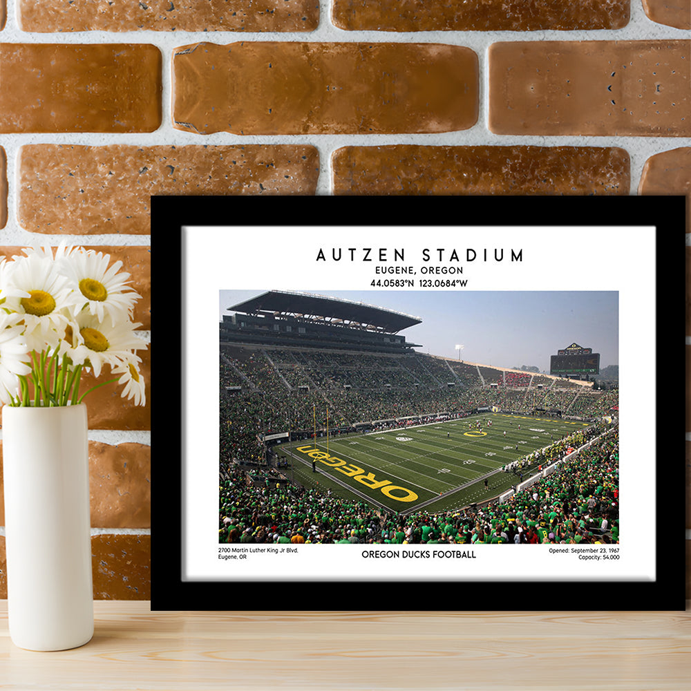 Autzen Stadium, Oregon Ducks Football Stadium Wall Art Print, Sport Art Print, Framed Art Print Wall Decor