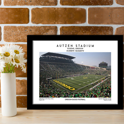 Autzen Stadium, Oregon Ducks Football Stadium Wall Art Print, Sport Art Print, Framed Art Print Wall Decor