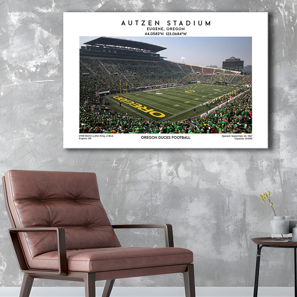 Autzen Stadium, Oregon Ducks Football Stadium Wall Art Print, Sport Art Print, Canvas Print Wall Art, Man Cave Gift