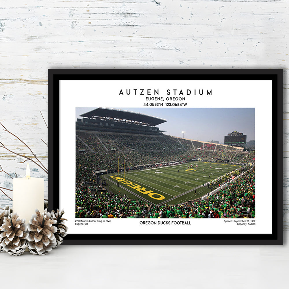 Autzen Stadium, Oregon Ducks Football Stadium Wall Art Print, Sport Art Print, Framed Canvas Print Wall Art