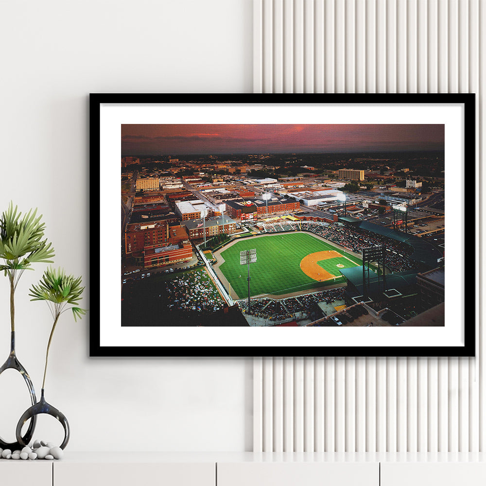 AutzoZone Park Stadium, Stadium Canvas, Sport Art, Gift for him, White Border Framed Art Print Wall Decor