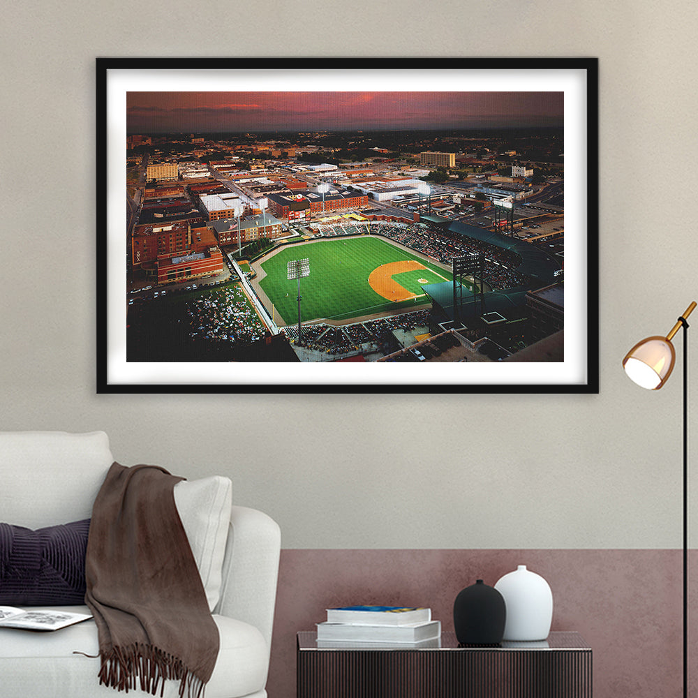 AutzoZone Park Stadium, Stadium Canvas, Sport Art, Gift for him, White Border Framed Art Print Wall Decor