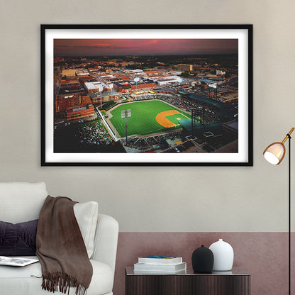 AutzoZone Park Stadium, Stadium Canvas, Sport Art, Gift for him, White Border Framed Art Print Wall Decor