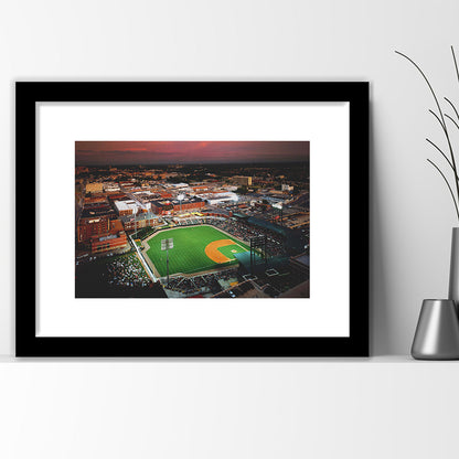 AutzoZone Park Stadium, Stadium Canvas, Sport Art, Gift for him, White Border Framed Art Print Wall Decor