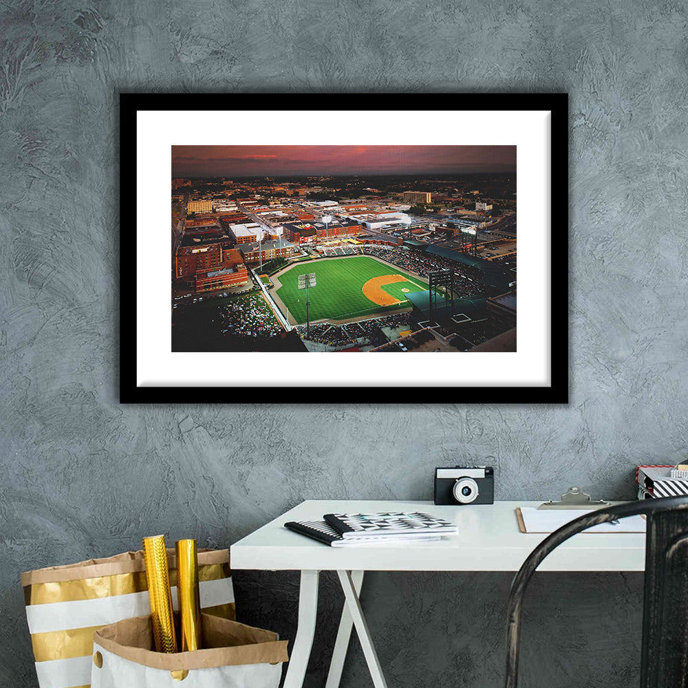 AutzoZone Park Stadium, Stadium Canvas, Sport Art, Gift for him, White Border Framed Art Print Wall Decor