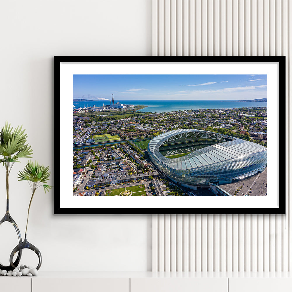 Aviva Guide Stadium, Stadium Canvas, Sport Art, Gift for him, White Border Framed Art Print Wall Decor