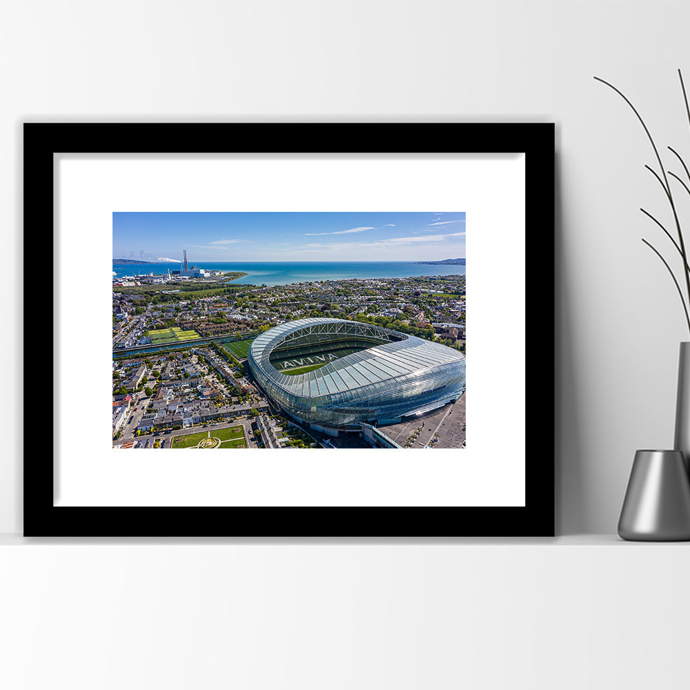 Aviva Guide Stadium, Stadium Canvas, Sport Art, Gift for him, White Border Framed Art Print Wall Decor