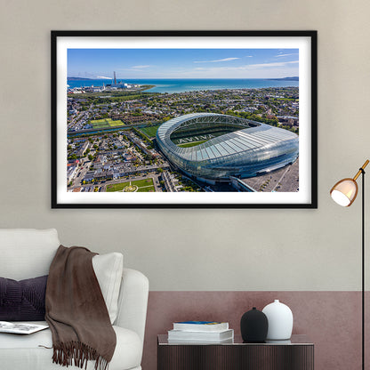 Aviva Guide Stadium, Stadium Canvas, Sport Art, Gift for him, White Border Framed Art Print Wall Decor