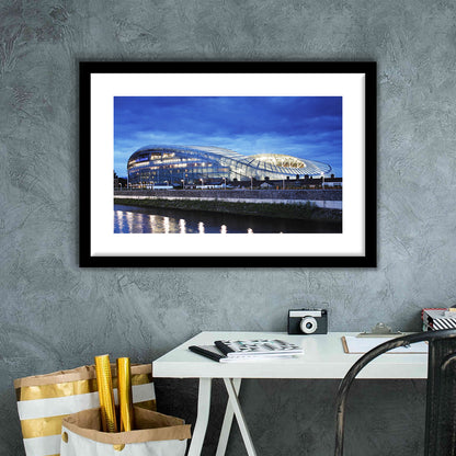 Aviva Stadium Dublin Ireland, Stadium Canvas, Sport Art, Gift for him, White Border Framed Art Print Wall Decor