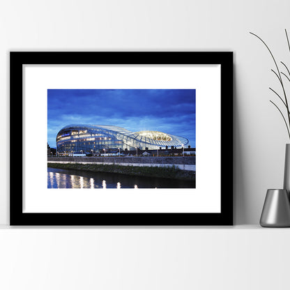 Aviva Stadium Dublin Ireland, Stadium Canvas, Sport Art, Gift for him, White Border Framed Art Print Wall Decor