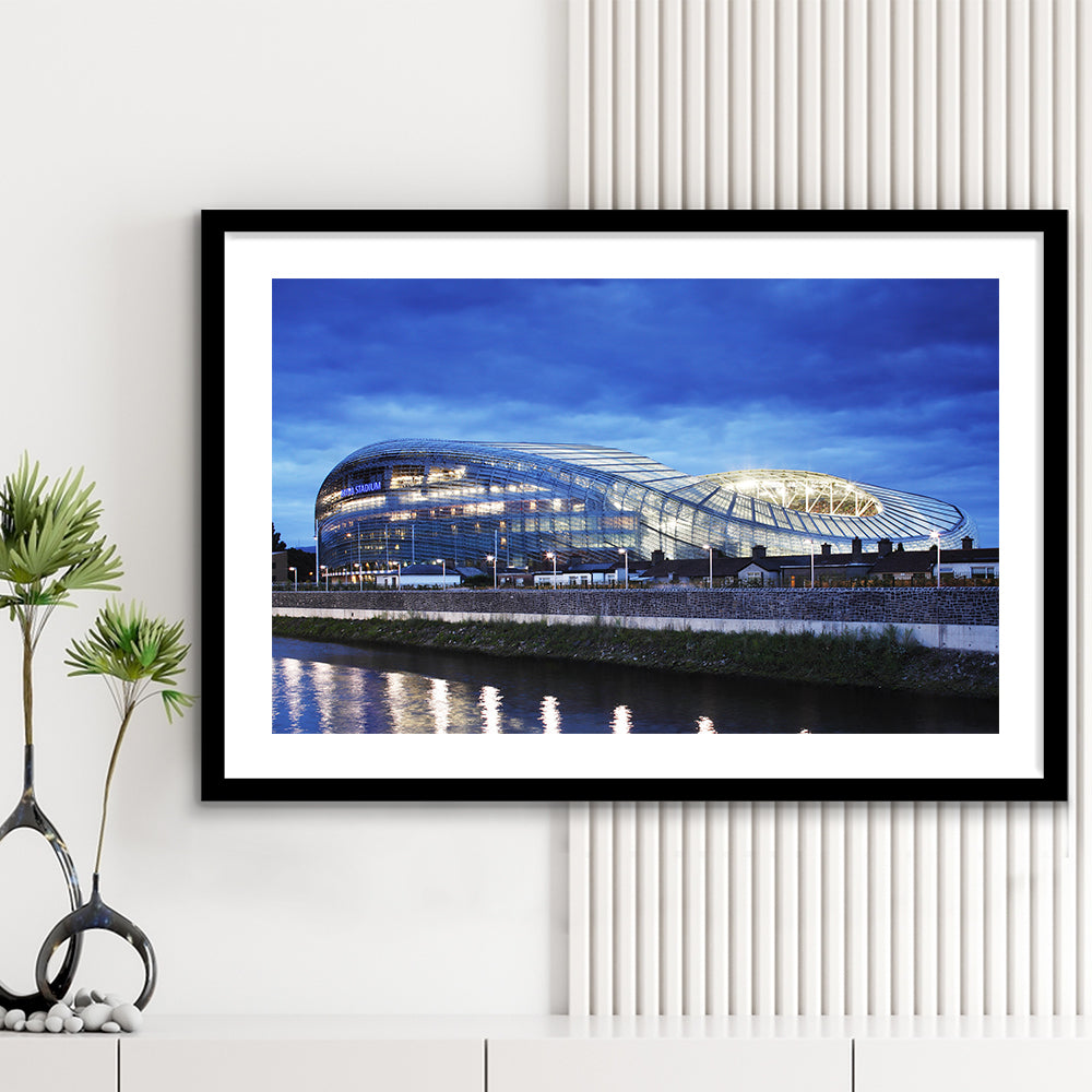 Aviva Stadium Dublin Ireland, Stadium Canvas, Sport Art, Gift for him, White Border Framed Art Print Wall Decor