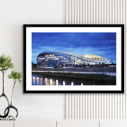 Aviva Stadium Dublin Ireland, Stadium Canvas, Sport Art, Gift for him, White Border Framed Art Print Wall Decor