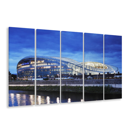 Aviva Stadium Dublin Ireland, Stadium Canvas, Sport Art, 5 Panel B, Extra Large Canvas, Canvas Print Wall Art