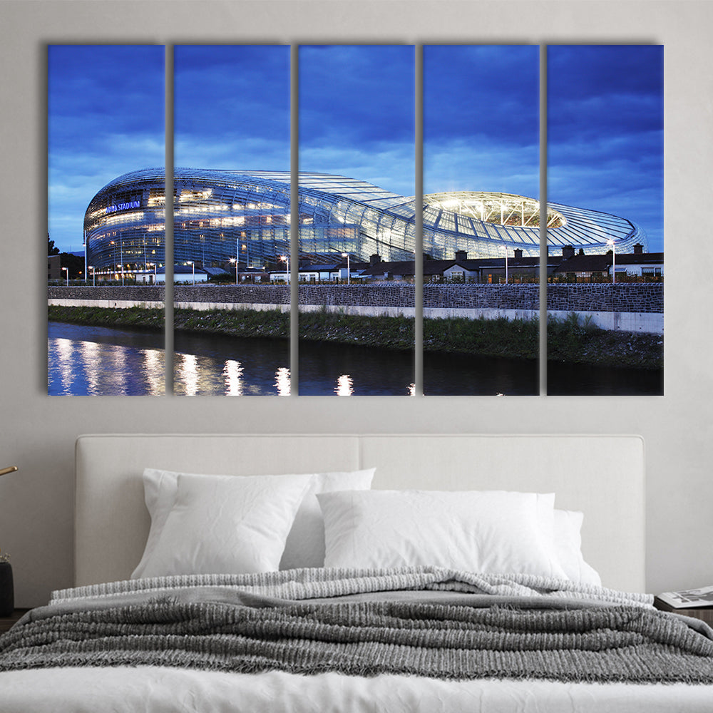 Aviva Stadium Dublin Ireland, Stadium Canvas, Sport Art, 5 Panel B, Extra Large Canvas, Canvas Print Wall Art