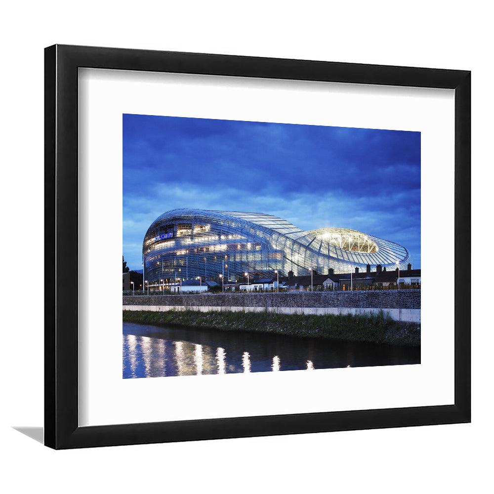 Aviva Stadium Dublin Ireland, Stadium Canvas, Sport Art, Gift for him, White Border Framed Art Print Wall Decor
