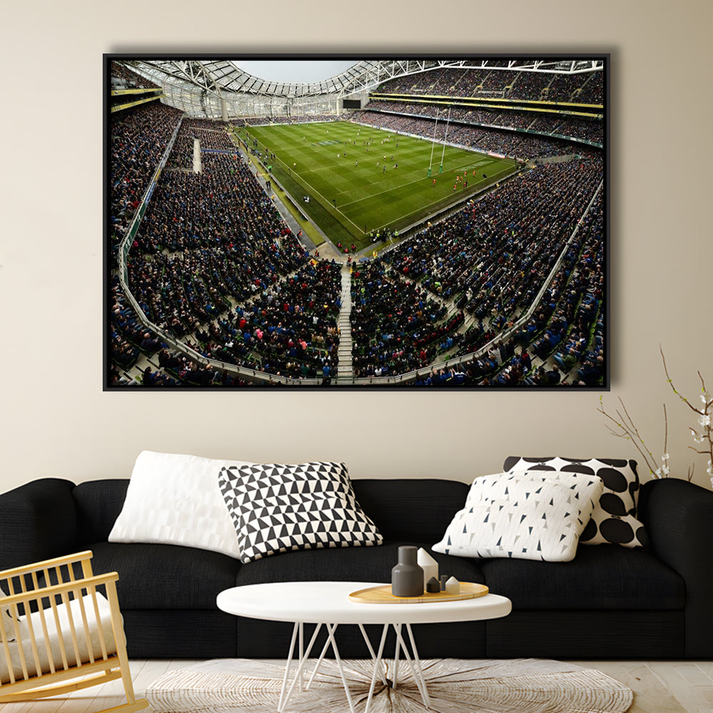 Aviva Stadium, Stadium Canvas, Sport Art, Fan Gifts, Framed Canvas Print Wall Art, Floating Frame