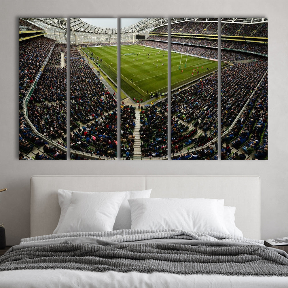 Aviva Stadium, Stadium Canvas, Sport Art, Fan Gifts, 5 Panel B, Extra Large Canvas, Canvas Print Wall Art