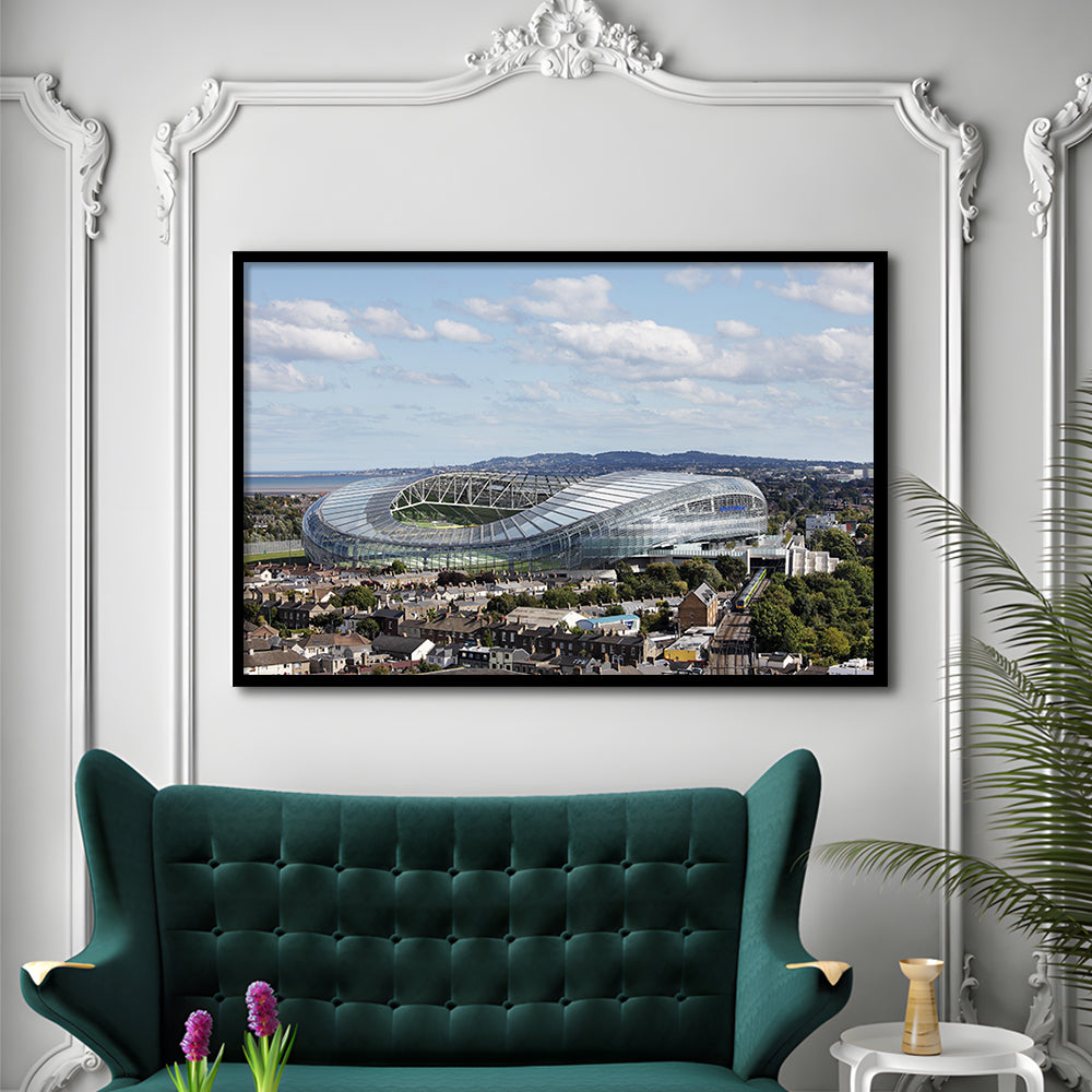 Aviva Stadium in Ireland, Stadium Canvas, Sport Art, Gift for him, Framed Art Print Wall Decor, Picture Framed