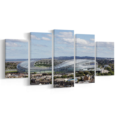Aviva Stadium in Ireland, Stadium Canvas, Sport Art, Gift for him, 5 Panel, Large Canvas, Canvas Print Wall Art