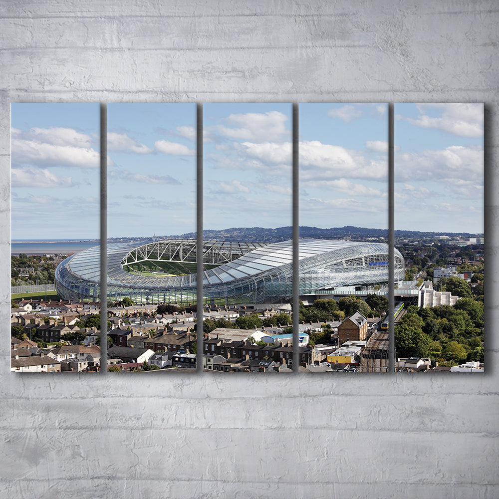 Aviva Stadium in Ireland, Stadium Canvas, Sport Art, 5 Panel B, Extra Large Canvas, Canvas Print Wall Art