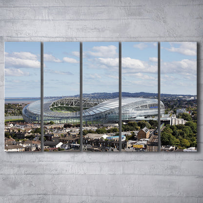Aviva Stadium in Ireland, Stadium Canvas, Sport Art, 5 Panel B, Extra Large Canvas, Canvas Print Wall Art