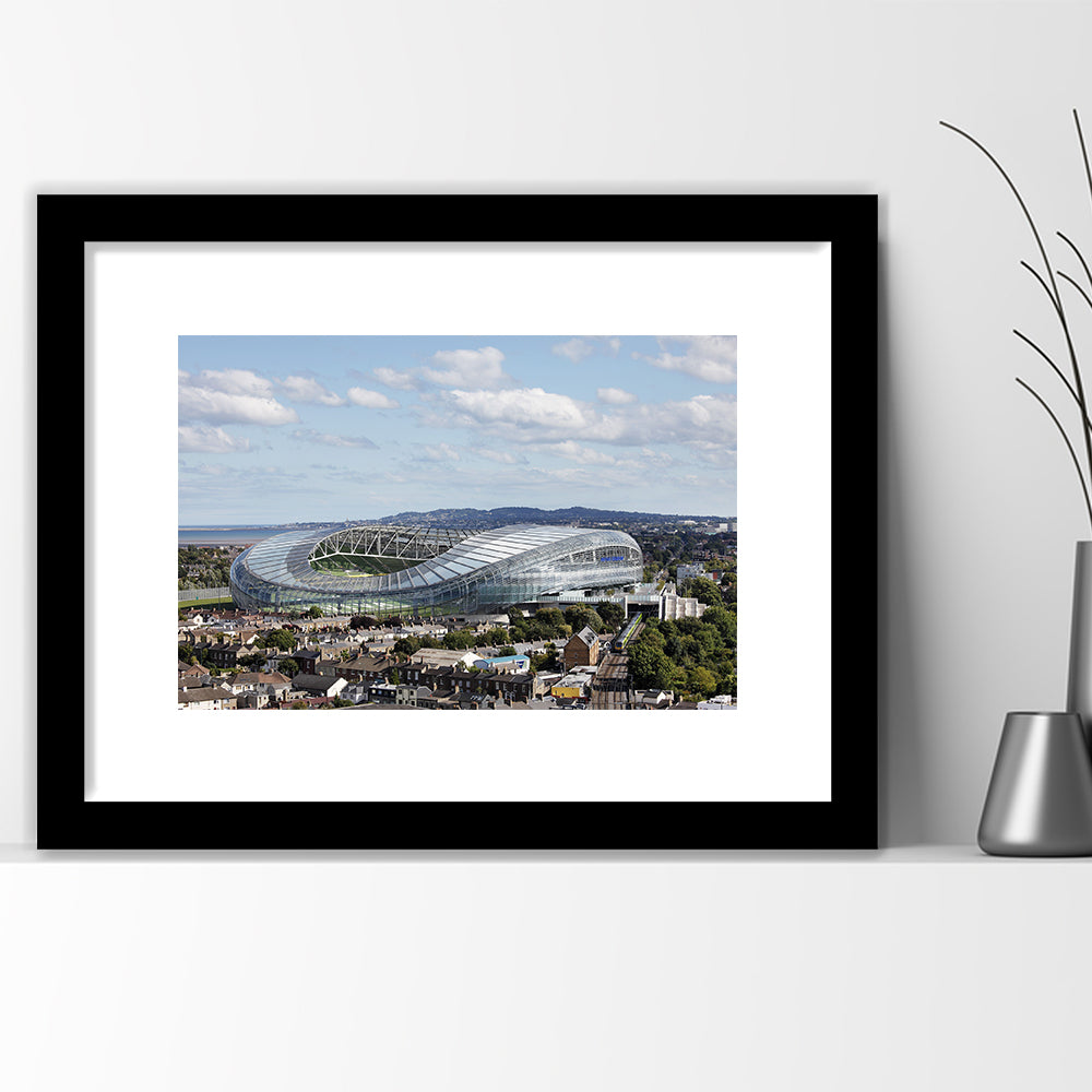 Aviva Stadium in Ireland, Stadium Canvas, Sport Art, Gift for him, White Border Framed Art Print Wall Decor