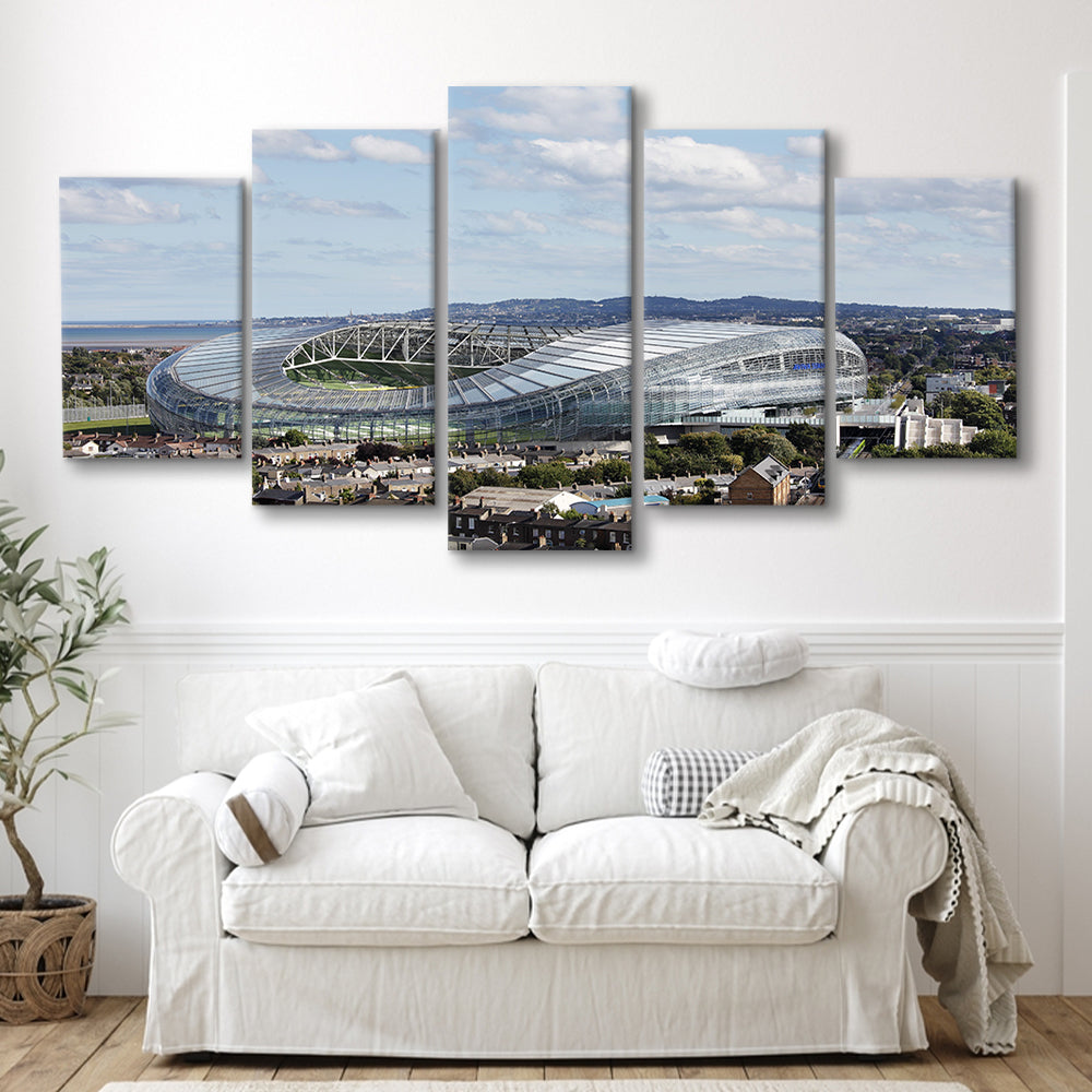 Aviva Stadium in Ireland, Stadium Canvas, Sport Art, Gift for him, 5 Panel, Large Canvas, Canvas Print Wall Art
