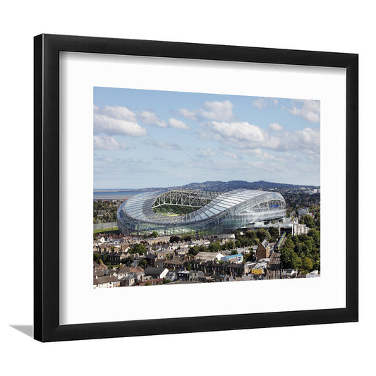 Aviva Stadium in Ireland, Stadium Canvas, Sport Art, Gift for him, White Border Framed Art Print Wall Decor