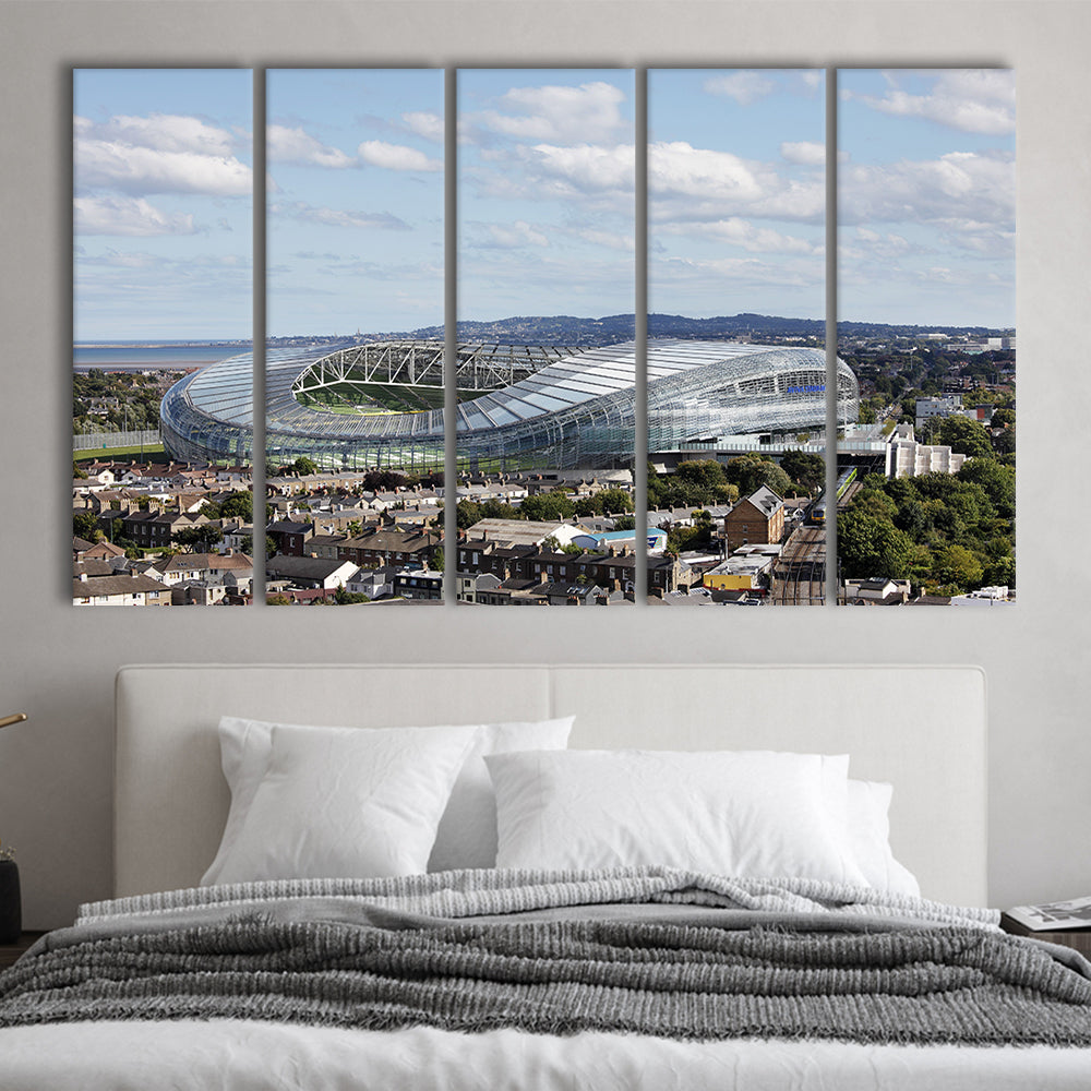Aviva Stadium in Ireland, Stadium Canvas, Sport Art, 5 Panel B, Extra Large Canvas, Canvas Print Wall Art