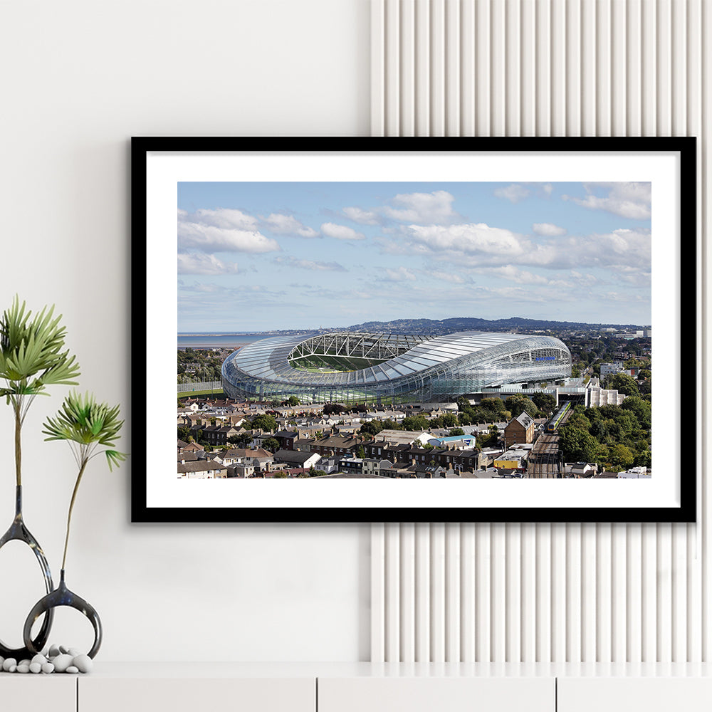 Aviva Stadium in Ireland, Stadium Canvas, Sport Art, Gift for him, White Border Framed Art Print Wall Decor