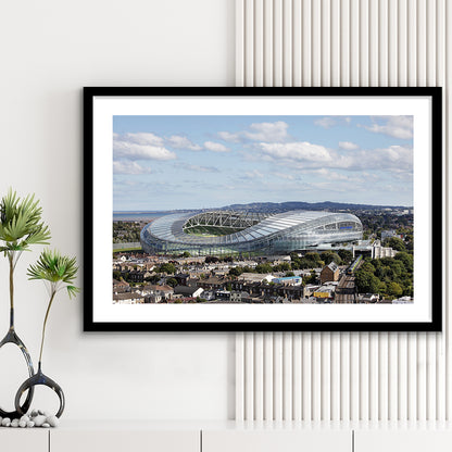 Aviva Stadium in Ireland, Stadium Canvas, Sport Art, Gift for him, White Border Framed Art Print Wall Decor