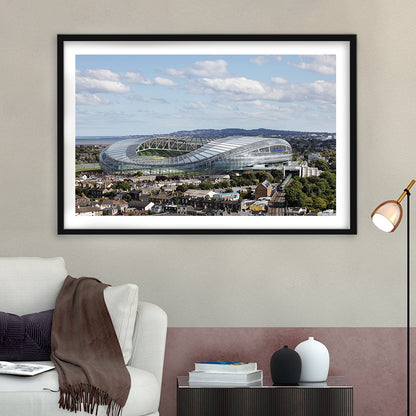 Aviva Stadium in Ireland, Stadium Canvas, Sport Art, Gift for him, White Border Framed Art Print Wall Decor