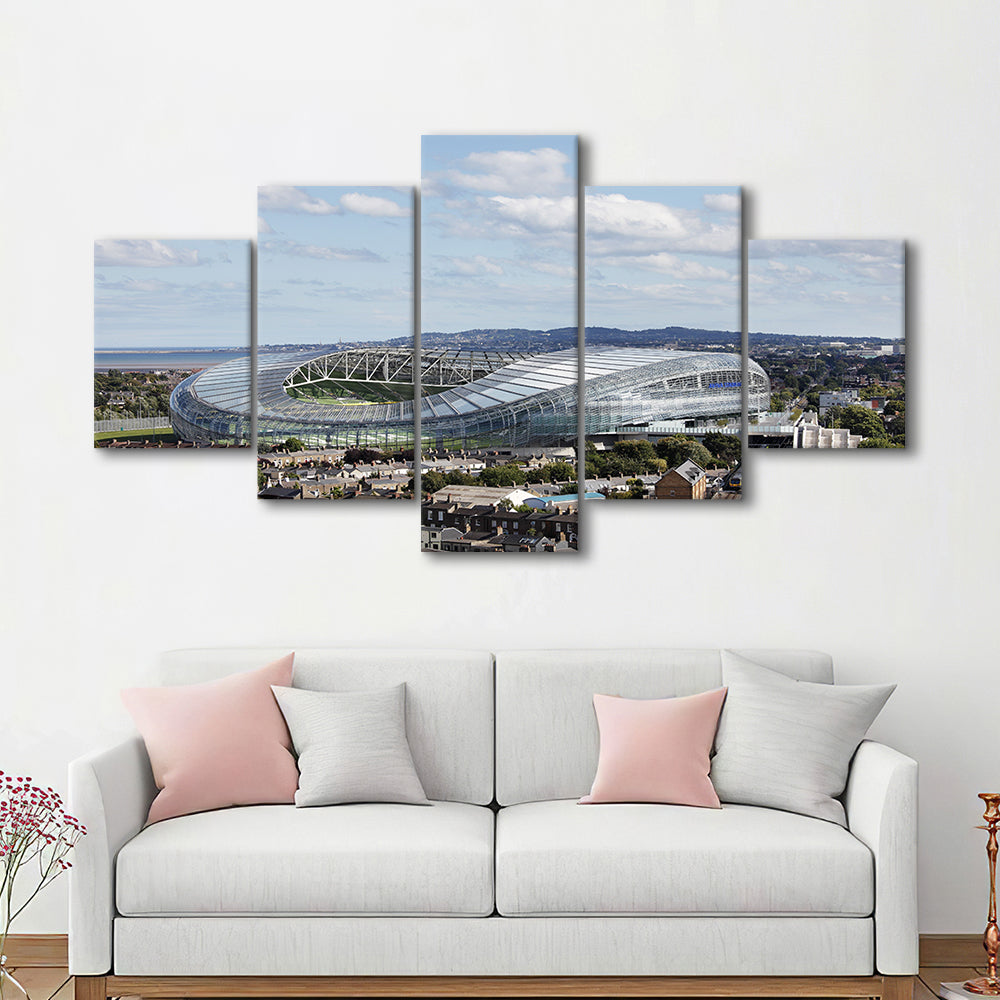 Aviva Stadium in Ireland, Stadium Canvas, Sport Art, Gift for him, 5 Panel, Large Canvas, Canvas Print Wall Art